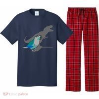 Funny Turquoise Green Cheeked Conure Trex Dinosaur Parrot Pajama Set thumb 0