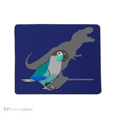 Funny Turquoise Green Cheeked Conure Trex Dinosaur Parrot Mousepad