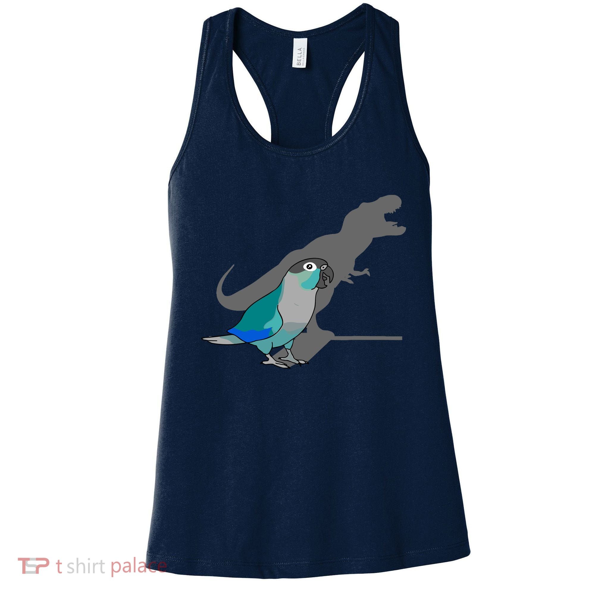 Funny Turquoise Green Cheeked Conure Trex Dinosaur Parrot Women's Tank Top
