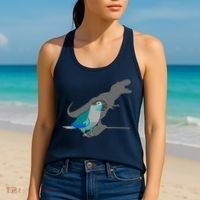 Funny Turquoise Green Cheeked Conure Trex Dinosaur Parrot Women's Tank Top thumb 2