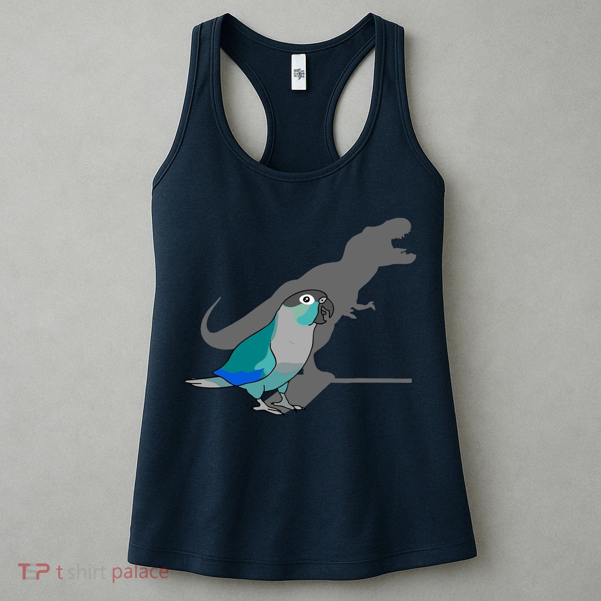 Funny Turquoise Green Cheeked Conure Trex Dinosaur Parrot Women's Tank Top