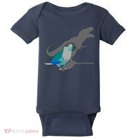Funny Turquoise Green Cheeked Conure Trex Dinosaur Parrot Baby Bodysuit thumb 0