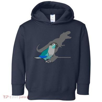 Funny Turquoise Green Cheeked Conure Trex Dinosaur Parrot Toddler Hoodie