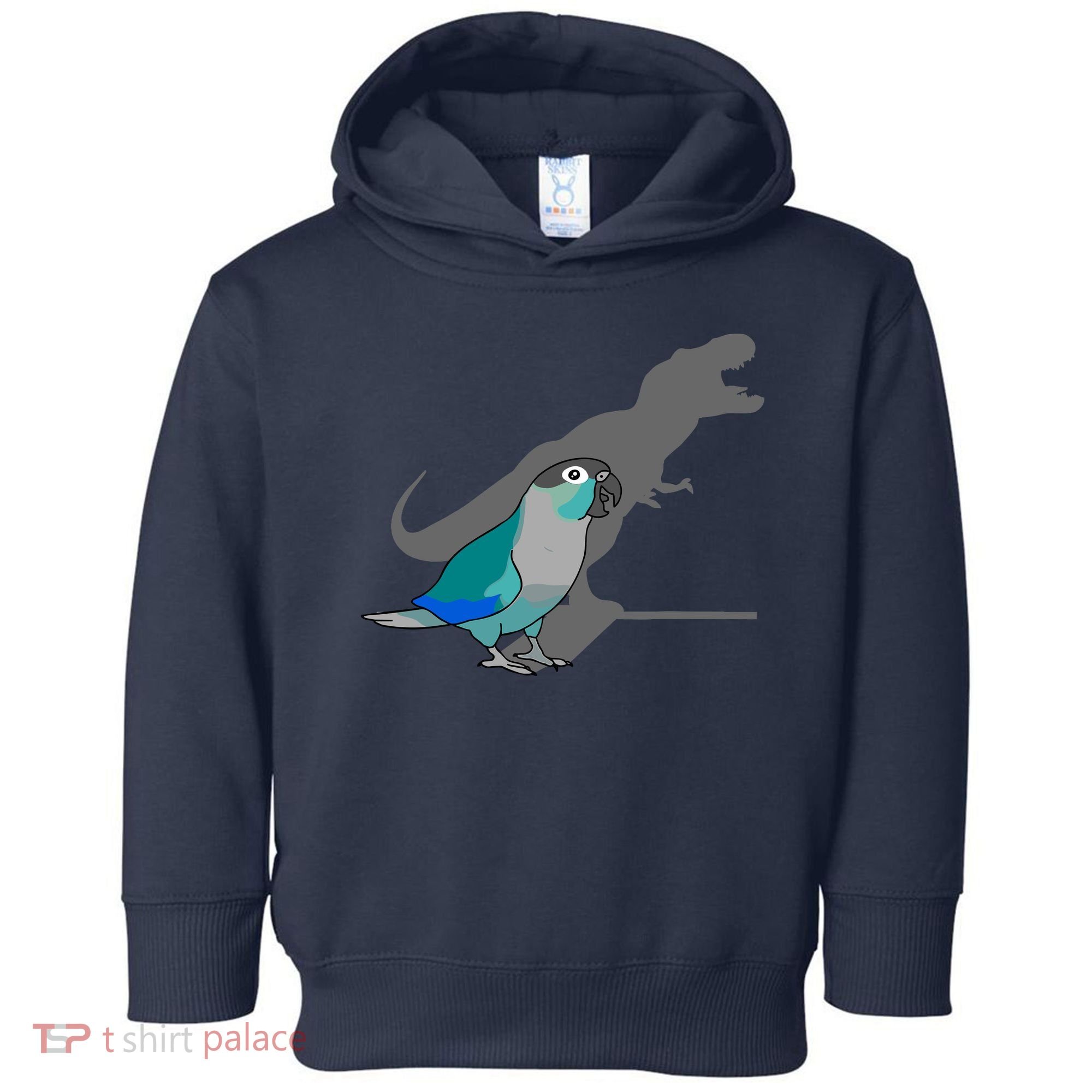 Funny Turquoise Green Cheeked Conure Trex Dinosaur Parrot Toddler Hoodie