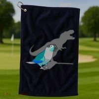 Funny Turquoise Green Cheeked Conure Trex Dinosaur Parrot Golf Towel thumb 1