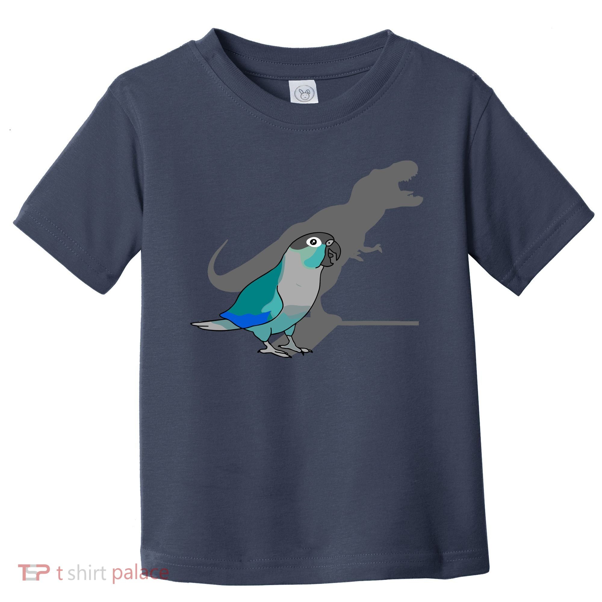 Funny Turquoise Green Cheeked Conure Trex Dinosaur Parrot Toddler T-Shirt