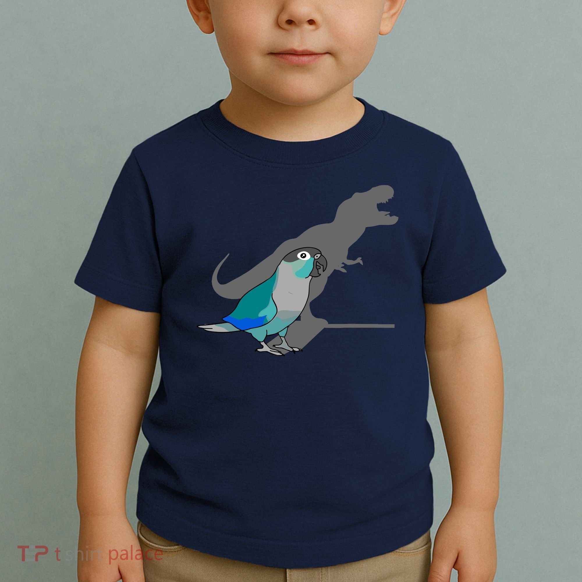 Funny Turquoise Green Cheeked Conure Trex Dinosaur Parrot Toddler T-Shirt