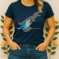 Funny Turquoise Green Cheeked Conure Trex Dinosaur Parrot Women's T-Shirt thumb 2
