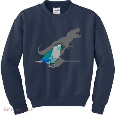 Funny Turquoise Green Cheeked Conure Trex Dinosaur Parrot Kids Sweatshirt