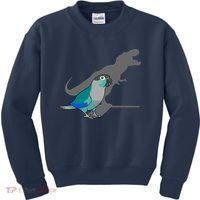 Funny Turquoise Green Cheeked Conure Trex Dinosaur Parrot Kids Sweatshirt thumb 0