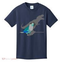 Funny Turquoise Green Cheeked Conure Trex Dinosaur Parrot Kids T-Shirt thumb 0