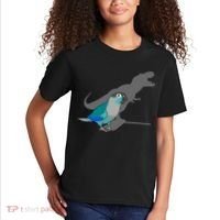 Funny Turquoise Green Cheeked Conure Trex Dinosaur Parrot Kids T-Shirt thumb 2