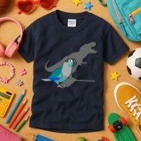 Funny Turquoise Green Cheeked Conure Trex Dinosaur Parrot Kids T-Shirt thumb 3