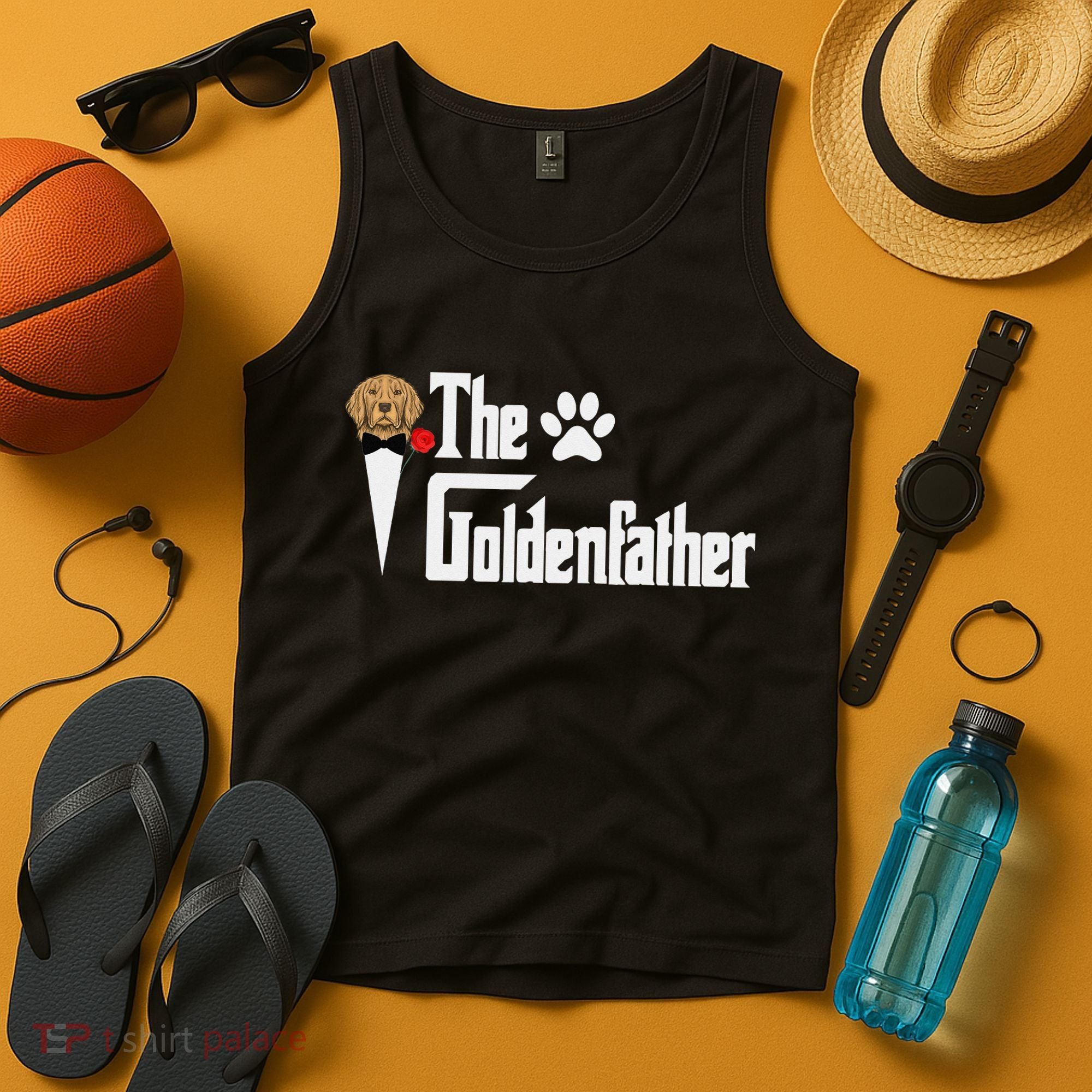 Funny The Goldenfather Golden Retriever Dog Father Tank Top