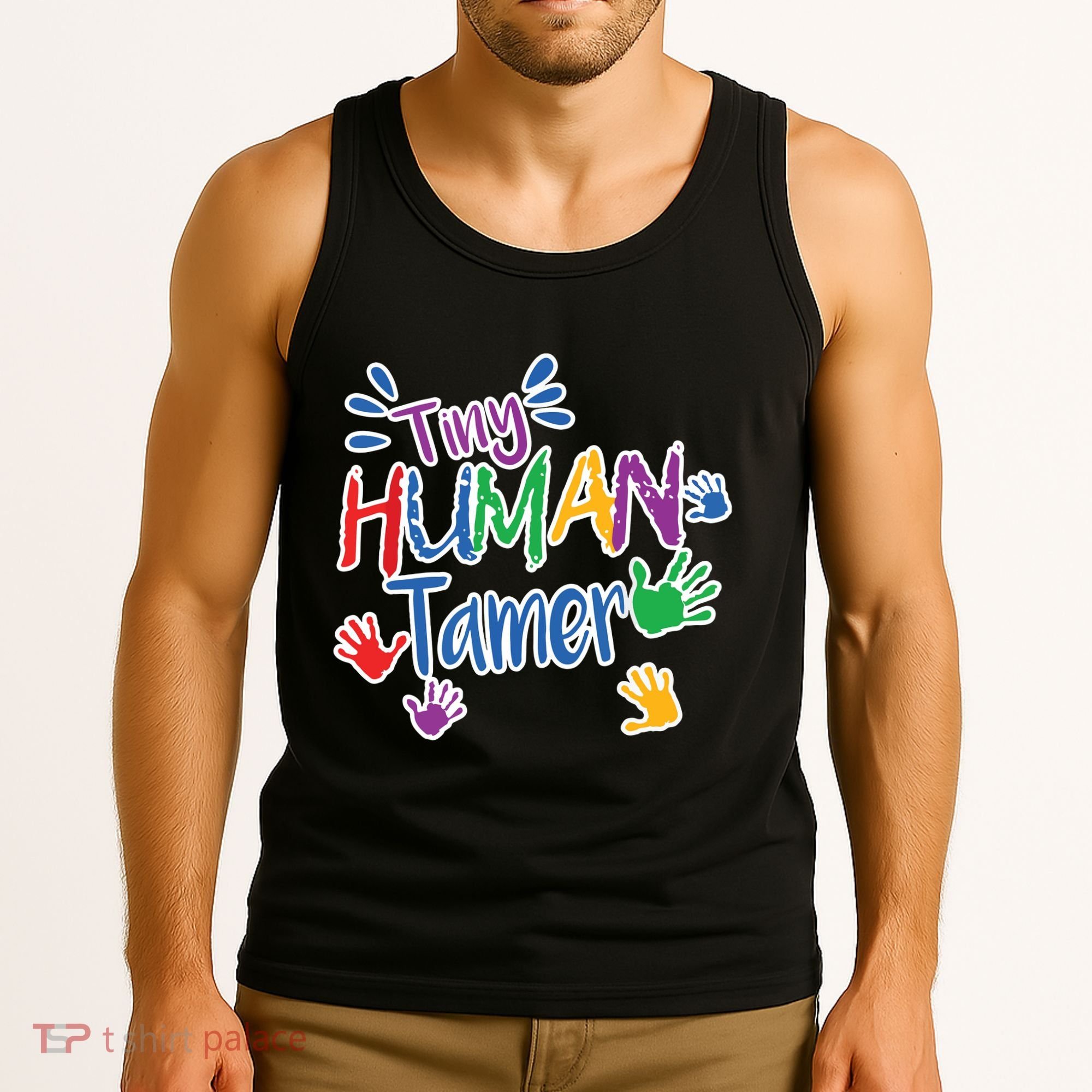 Funny Tiny Human Tamer Daycare Provider Teacher Gift Tank Top