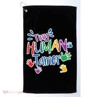 Funny Tiny Human Tamer Daycare Provider Teacher Gift Golf Towel thumb 0