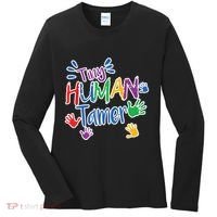 Funny Tiny Human Tamer Daycare Provider Teacher Gift Women's Long Sleeve Shirt thumb 0
