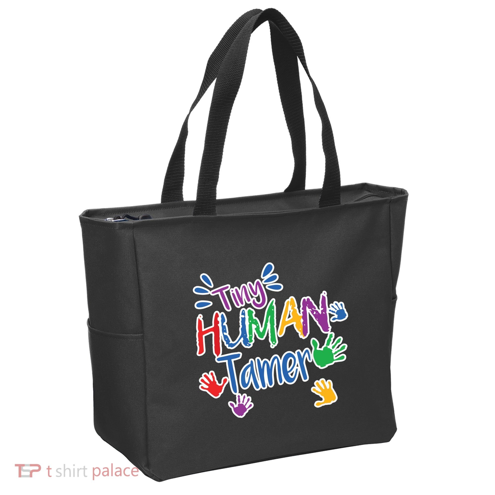 Funny Tiny Human Tamer Daycare Provider Teacher Gift Tote Bag