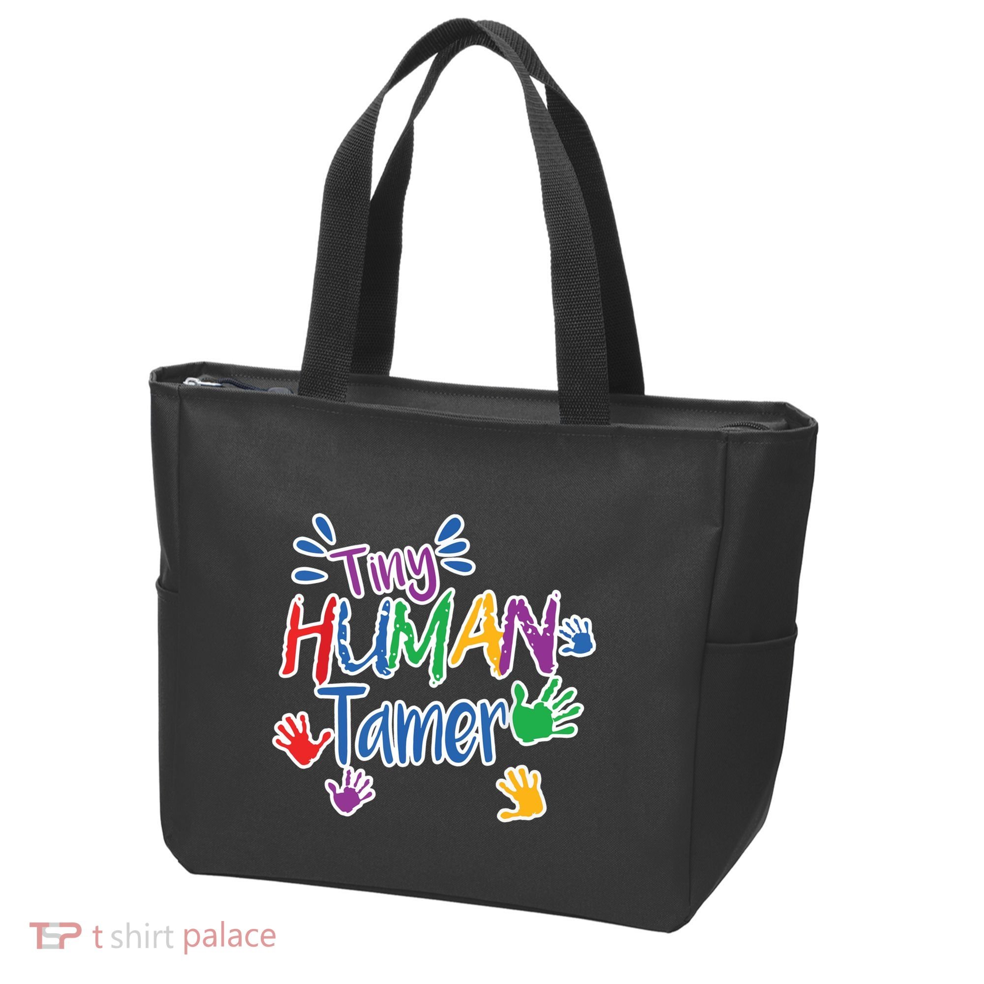 Funny Tiny Human Tamer Daycare Provider Teacher Gift Tote Bag