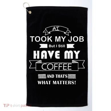 Funny Tech Humor Coffee Lover For Unemployed Remote Workers Golf Towel