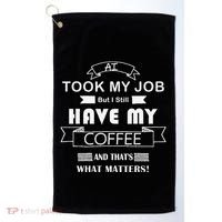 Funny Tech Humor Coffee Lover For Unemployed Remote Workers Golf Towel thumb 0