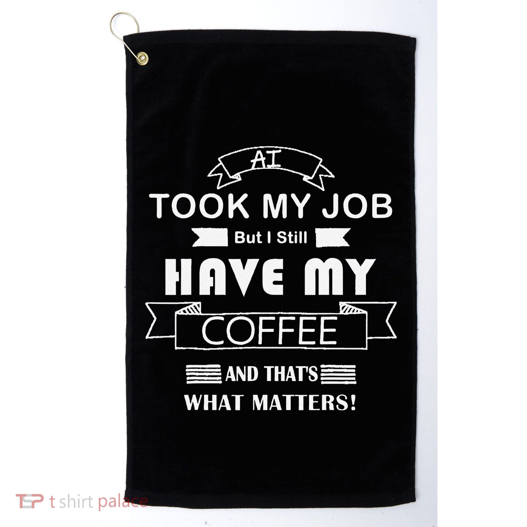 Funny Tech Humor Coffee Lover For Unemployed Remote Workers Golf Towel