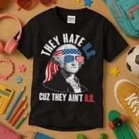 Funny They Hate U.S. Cuz They Ain't U.S. George Washington Kids T-Shirt thumb 3