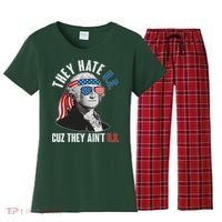 Funny They Hate U.S. Cuz They Ain't U.S. George Washington Women's Flannel Pajama Set thumb 0