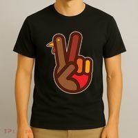 Funny Turkey Hand Thanksgiving Retro Peace Vintage T-Shirt thumb 3