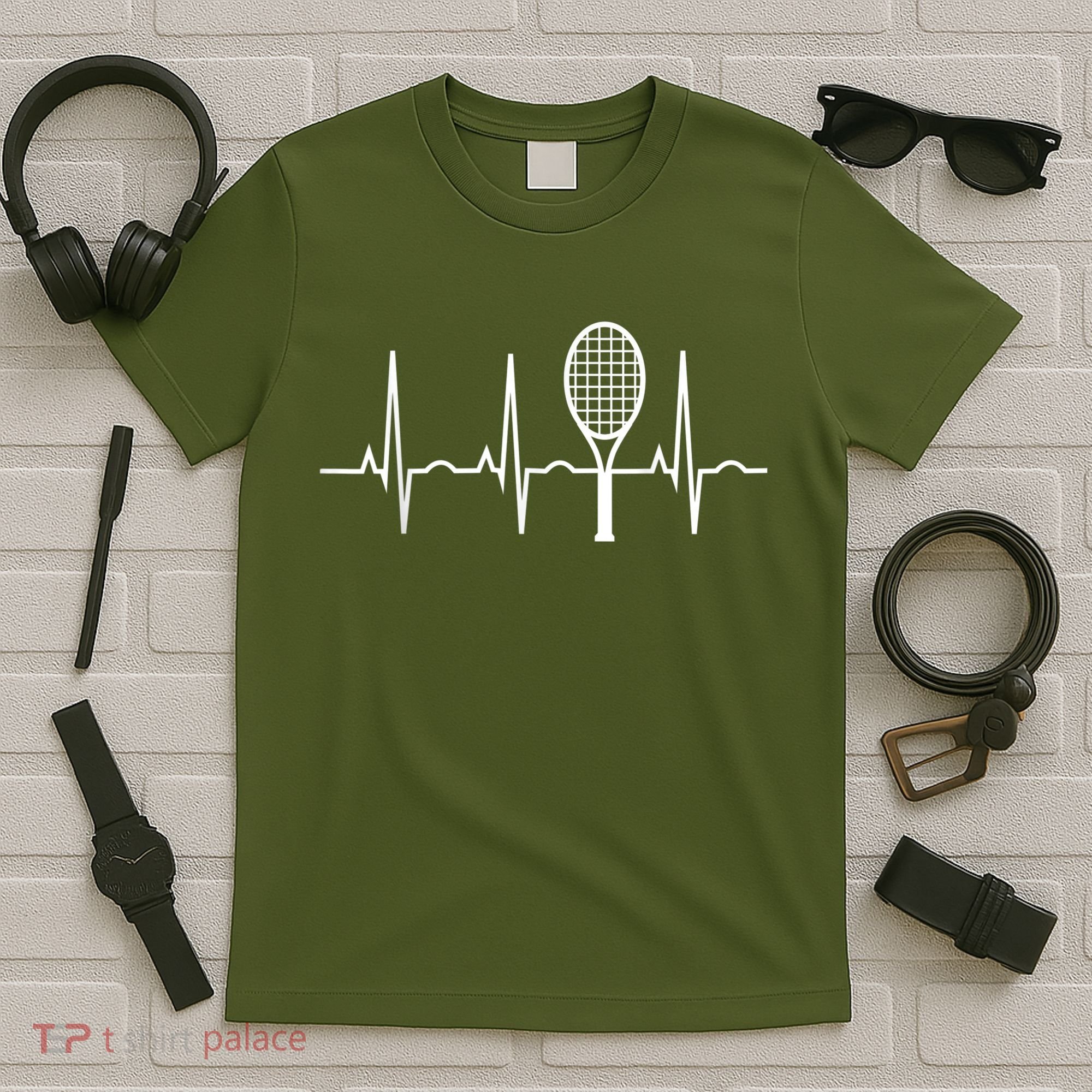 Funny Tennis Heartbeat Best Tennis Gift For Players Fans T-Shirt