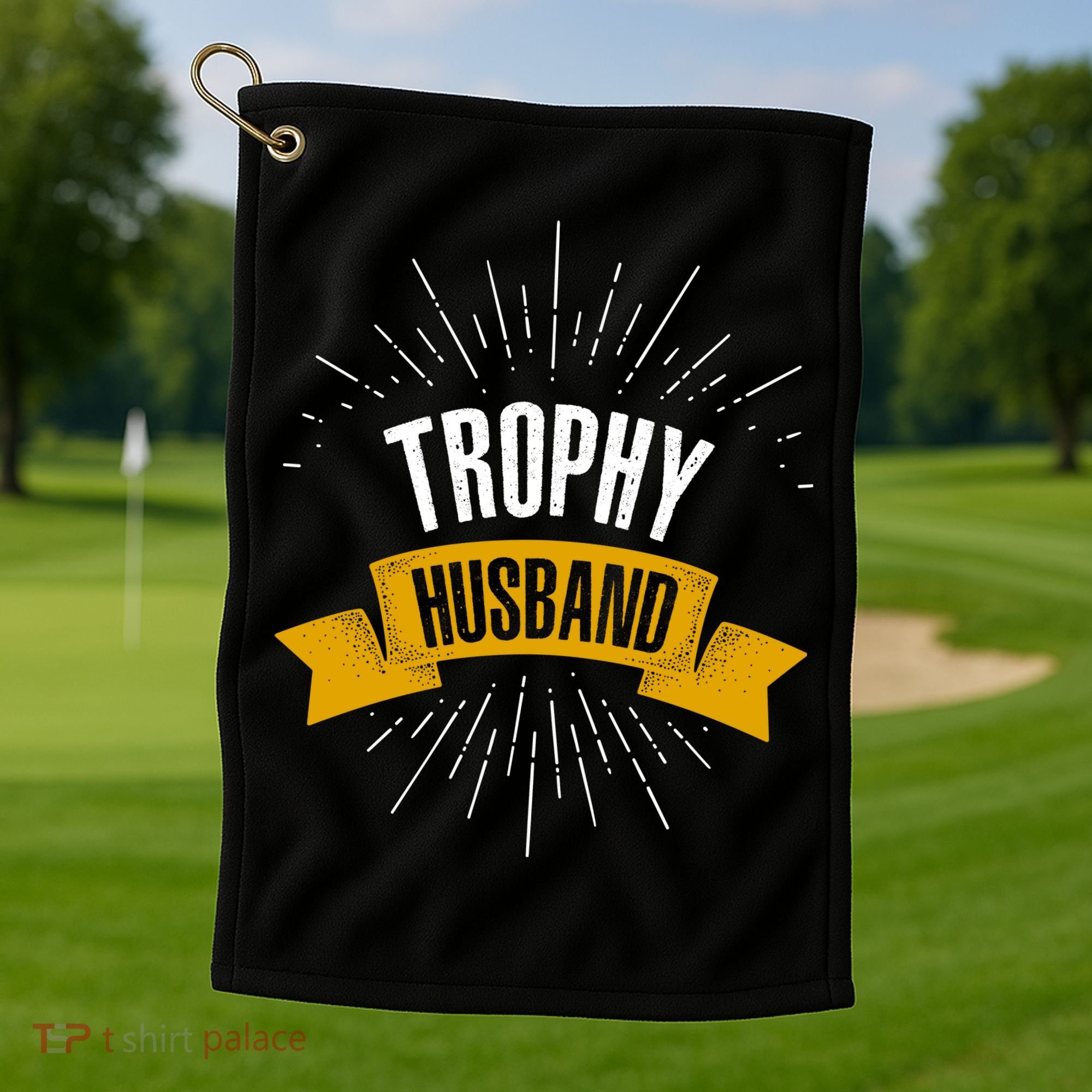 Funny Trophy Husband Wedding Anniversary Golf Towel
