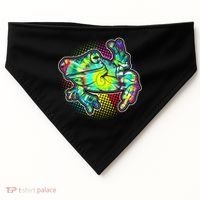 Funny Trippy Hippie Psychedelic Peace Frog USA-Made Doggie Bandana thumb 0