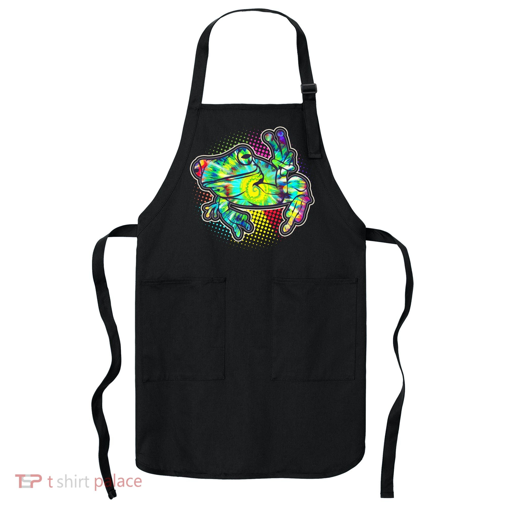 Funny Trippy Hippie Psychedelic Peace Frog Apron