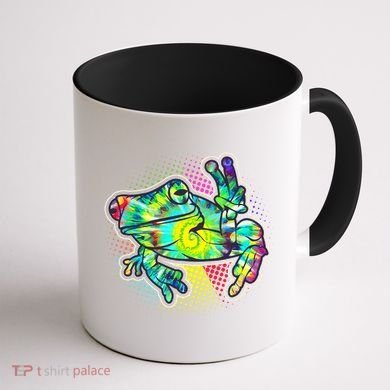 Funny Trippy Hippie Psychedelic Peace Frog Coffee Mug back
