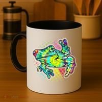 Funny Trippy Hippie Psychedelic Peace Frog Coffee Mug thumb 4