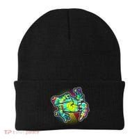 Funny Trippy Hippie Psychedelic Peace Frog Beanie thumb 0