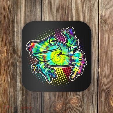 Funny Trippy Hippie Psychedelic Peace Frog Coaster