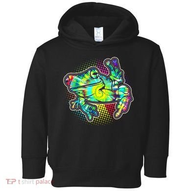 Funny Trippy Hippie Psychedelic Peace Frog Toddler Hoodie
