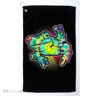 Funny Trippy Hippie Psychedelic Peace Frog Golf Towel