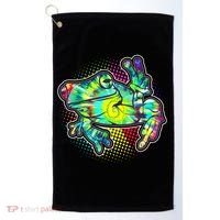Funny Trippy Hippie Psychedelic Peace Frog Golf Towel thumb 0