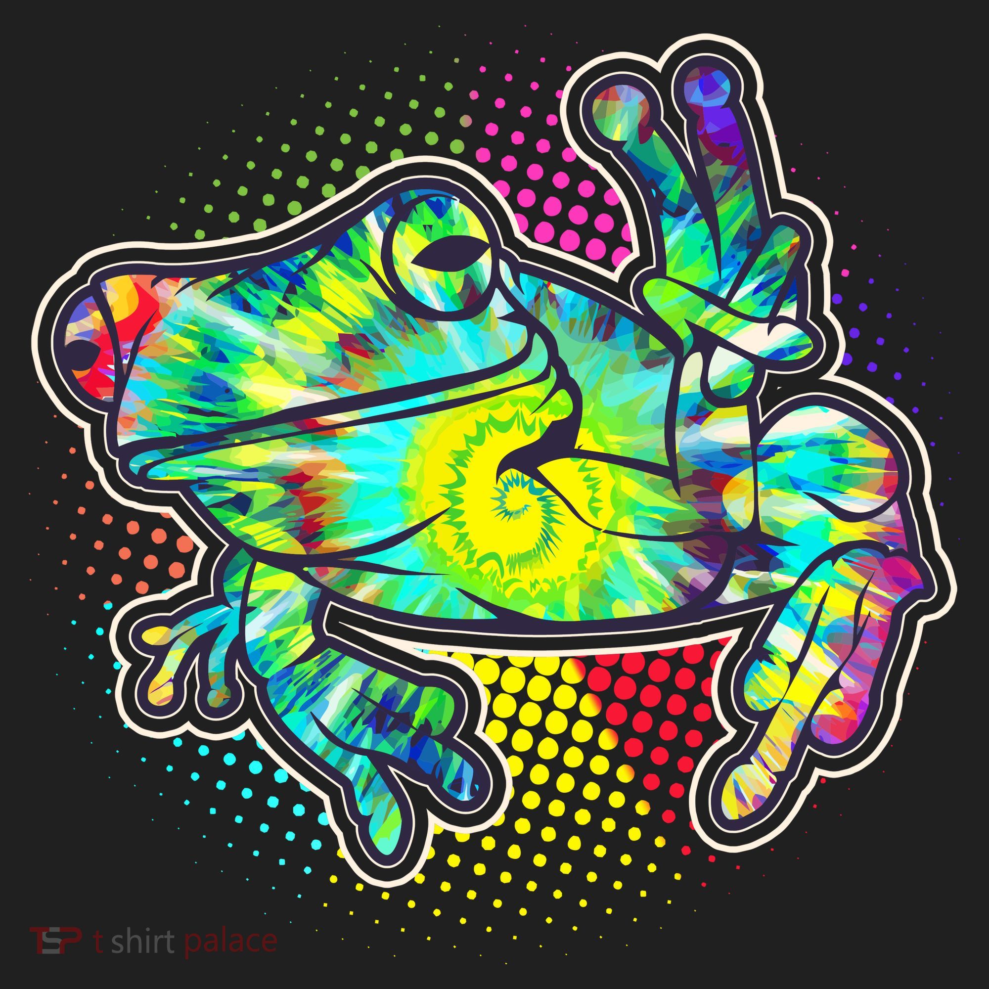 Funny Trippy Hippie Psychedelic Peace Frog Golf Towel