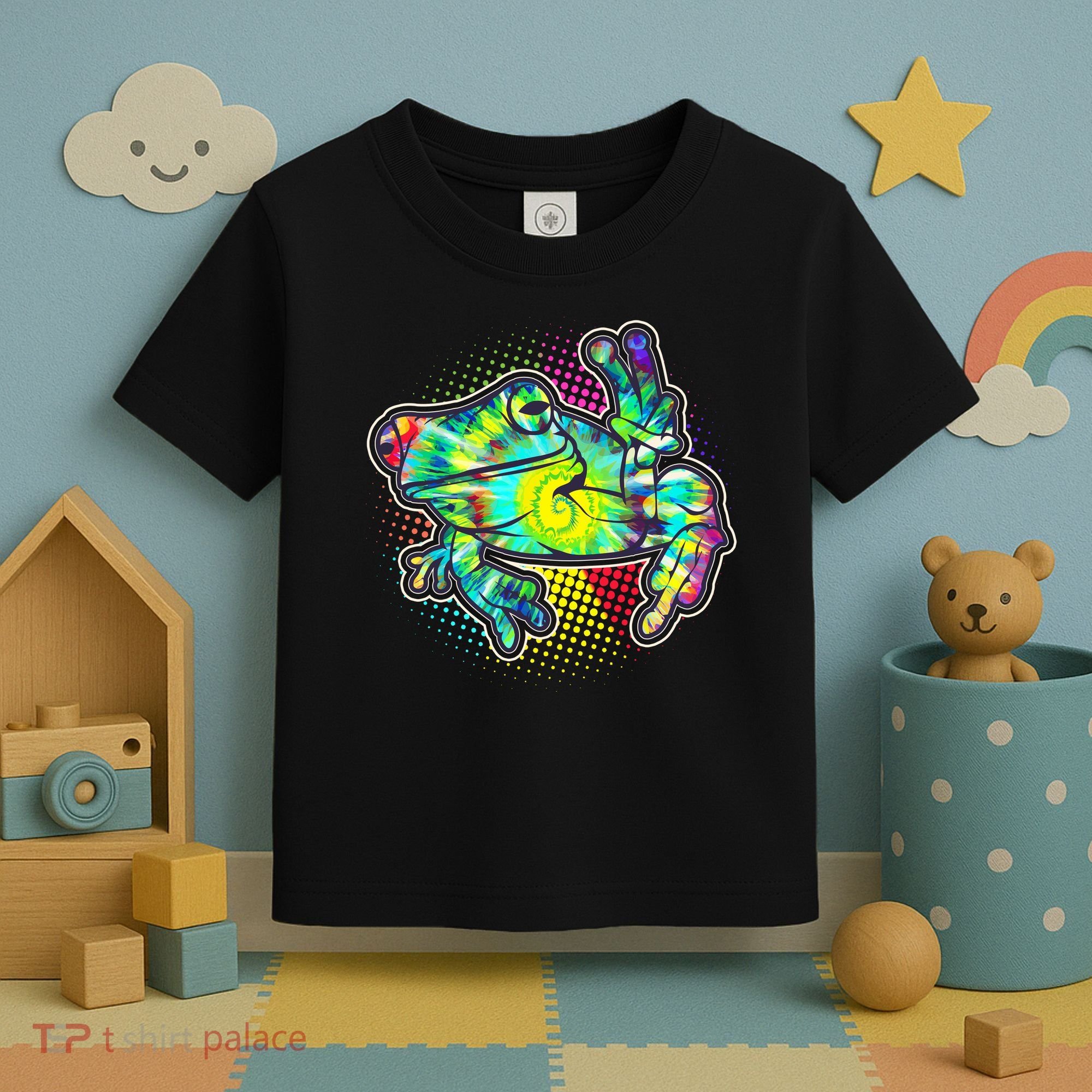 Funny Trippy Hippie Psychedelic Peace Frog Toddler T-Shirt