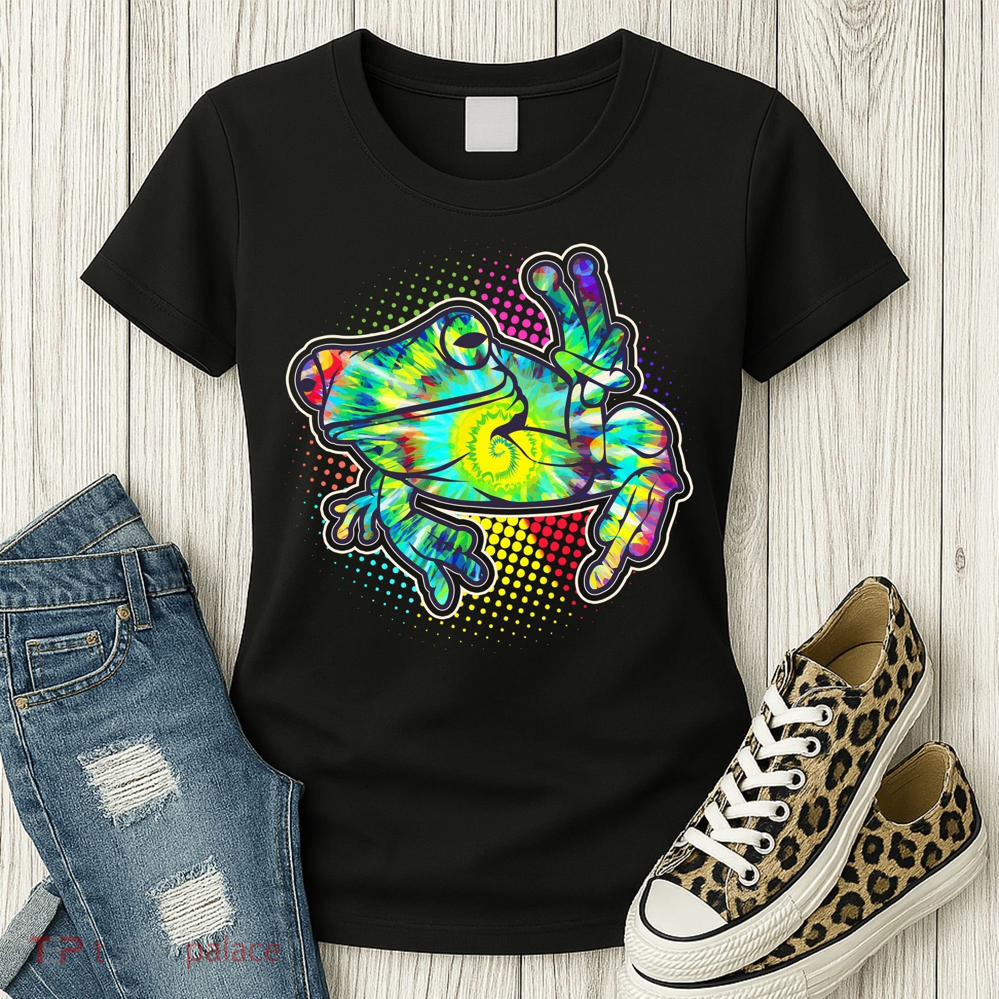 Funny Trippy Hippie Psychedelic Peace Frog Women's T-Shirt