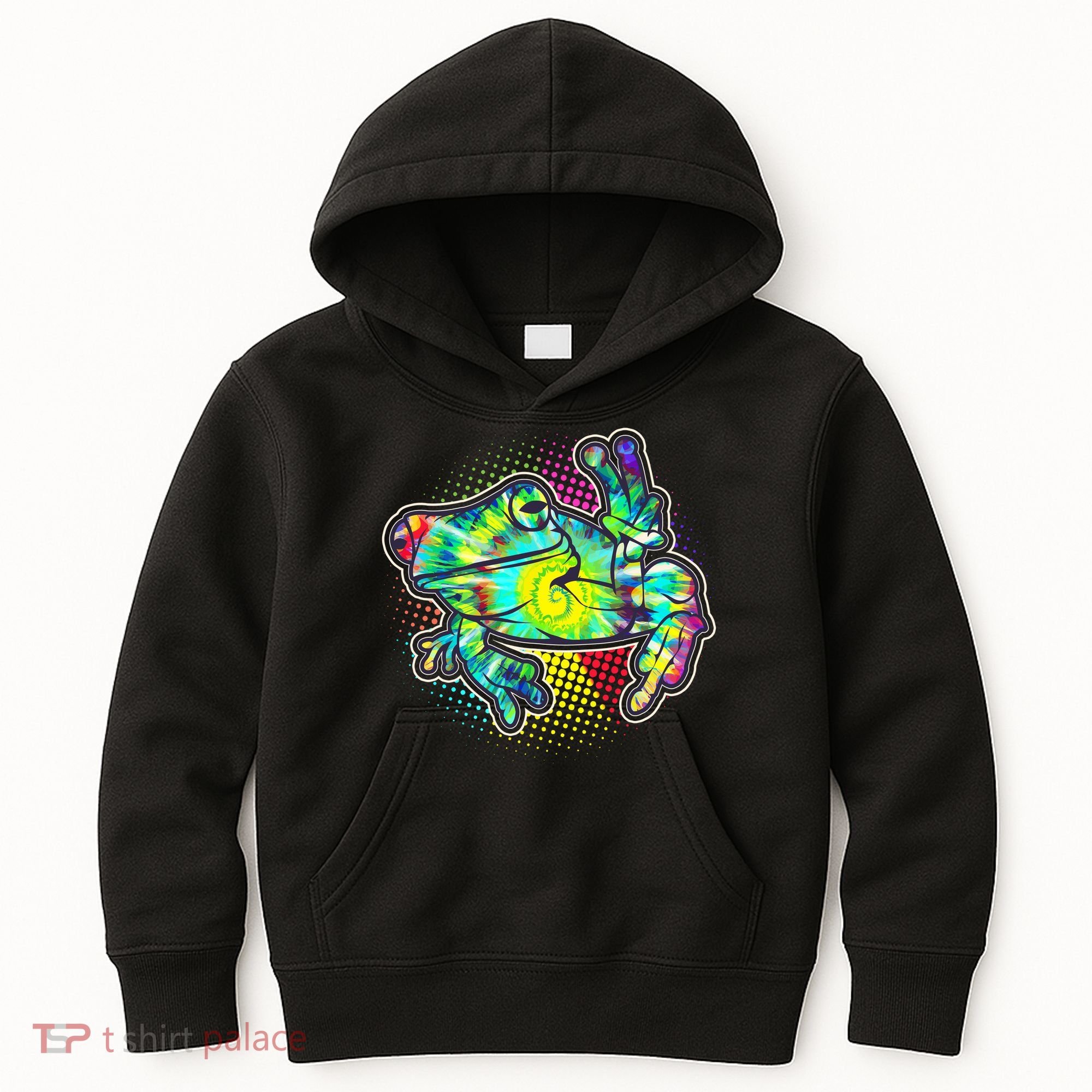 Funny Trippy Hippie Psychedelic Peace Frog Kids Hoodie