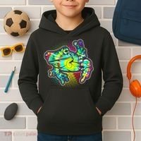 Funny Trippy Hippie Psychedelic Peace Frog Kids Hoodie thumb 2