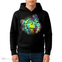 Funny Trippy Hippie Psychedelic Peace Frog Kids Hoodie thumb 4