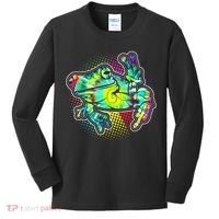 Funny Trippy Hippie Psychedelic Peace Frog Kids Long Sleeve Shirt thumb 0