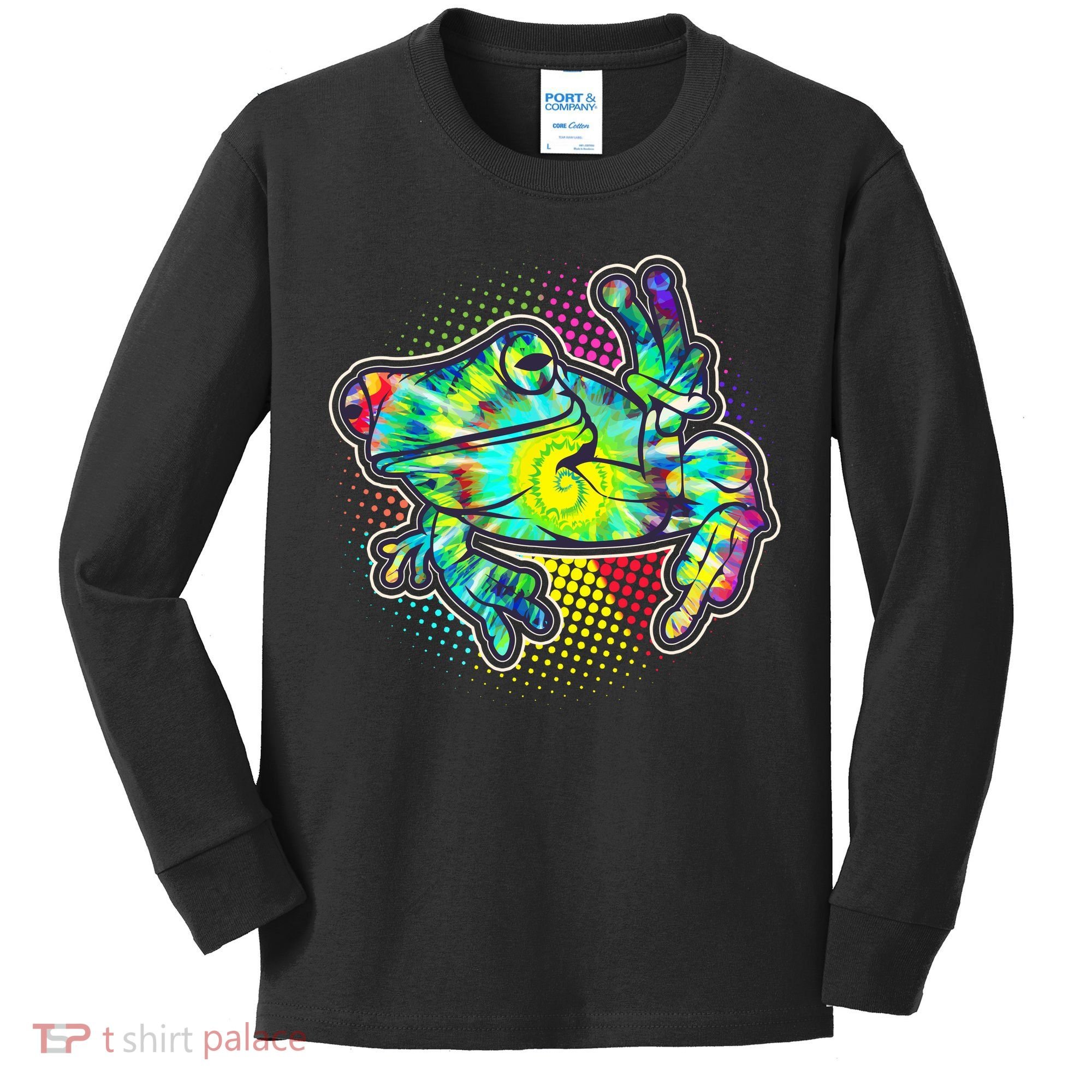 Funny Trippy Hippie Psychedelic Peace Frog Kids Long Sleeve Shirt