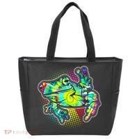 Funny Trippy Hippie Psychedelic Peace Frog Tote Bag thumb 0