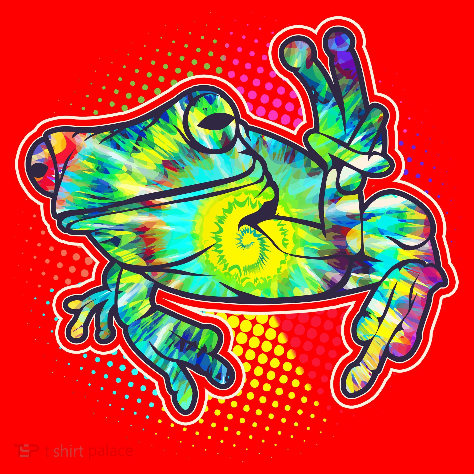 Funny Trippy Hippie Psychedelic Peace Frog Santa Hat